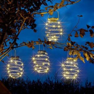 4 Pack Mini Spiralights Decorative Solar Powered Hanging