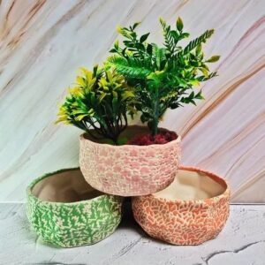 Multicolor Hand Building RD Design Hexa Ceramic Planter Pot